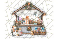 Cozy Christmas Market Stall Clipart PNG, Holiday Art Png Product Image 5