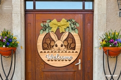 Easter Bunny Door Hanger Laser Cut | Wooden Door Sign Product Image 3