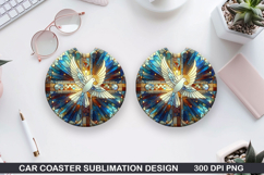Dove Car coaster sublimation, Easter Coaster PNG Design Product Image 1