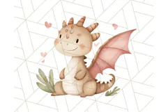 Watercolor Baby Dragon Clipart, Cute Nursery Fantasy PNG Product Image 3