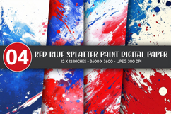 Red Blue Splatter Paint Digital Paper Product Image 1
