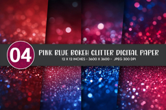 Pink Blue Bokeh Glitter Digital Paper Product Image 1