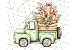 Vintage Christmas Truck Clipart PNG, Retro Holiday Vehicle Product Image 5