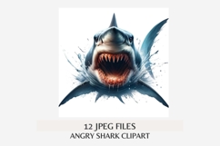 Angry Shark Clipart Bundle | 12 JPEG Files, Scary Shark Art Product Image 4