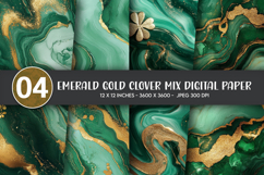 Emerald Gold Clover Mix Digital Paper Product Image 1