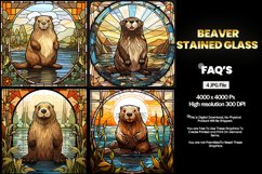 Beaver Stained Glass Square Coaster - 04 Variations Product Image 1