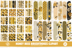 Honey Bees Brushtrokes Clipart 24 PNG Product Image 1