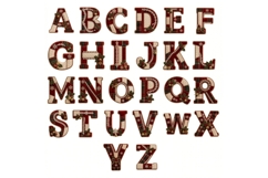 Christmas Patchwork Alphabet PNG, Plaid Fabric Letter Product Image 6