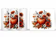 Fall Pumpkin Tumbler Sublimation. Fall Tumbler Design Product Image 2