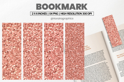 Rose Gold Glitter Bookmark PNG, Bookmark Sublimation Product Image 1