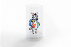 Cute Zebra with Backpack and Books Watercolor PNG Product Image 3
