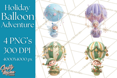 Winter Hot Air Balloon Clip Art for Crafts &amp; Design Product Image 1