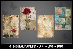 4 Vintage Digital Papers I Junk Journal Pages Product Image 2