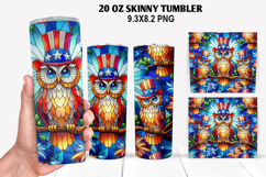 Owls Skinny Tumbler 20oz Wrap Design,4th of july Tumbler PNG Product Image 1