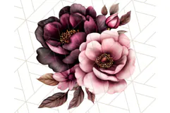 Gothic Floral PNG, Dark Aesthetic Flowers Clipart Print Product Image 5