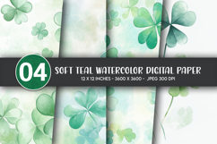 Soft Teal Watercolor Digital Paper Product Image 1