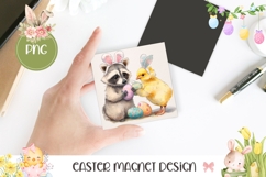 Easter Raccoon Magnet, Easter Chick Square Coaster PNG Product Image 1