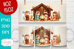 Christmas nativity mug wrap PNG for sublimation 11oz 15oz Product Image 1