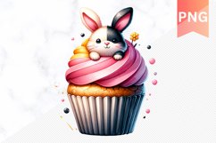 Easter Bunny And Cupcake Sublimation - Clipart PNG Product Image 1