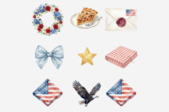 Watercolor Memorial Day Clipart Bundle | Patriotic PNG Product Image 6