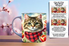 Beautiful 15oz Mug Wrap Png Design , Cute Cat Product Image 1