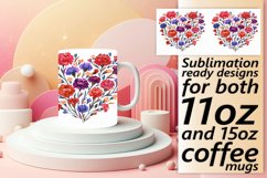 Sublimation Mug Wrap with Floral Heart Art Product Image 1