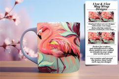 Elegant 15oz Mug Wrap Png Artwork , Flamingo Product Image 1