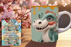 Bold 15oz Mug Wrap Png Template , Cute Dino Product Image 1