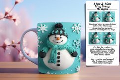 Cheerful 3D Snowman Wrap for Mug Winter Sublimation PNG Product Image 1