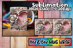 Breathtaking style sublimation 11oz 15oz mug wrap, 3D Heart Product Image 1