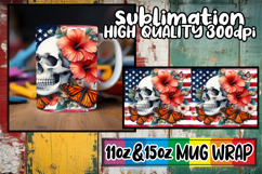 Serene mornings sublimation mug wrap, Skull USA Product Image 1