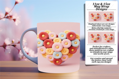 ELEGANT 11oz Mug Wrap PNG Design , Flowers Heart Product Image 1