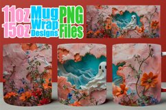 Ghost Mug Wrap - 3D Halloween Fun 11oz 15oz Product Image 1