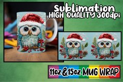 Owl Christmas Mug Wrap 11oz 15oz Sublimation Design Product Image 1