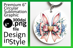Elegant Keychain Circle Design PNG , Easter Bunny Product Image 1