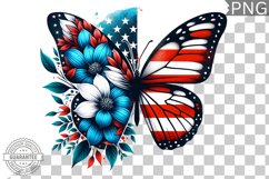 4Th Of July Flora Butterfly - Sublimation 4th of July PNG Product Image 1