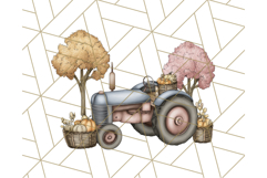 Fall Tractor Clipart PNG, Vintage Tractors With Pumpkins Product Image 5
