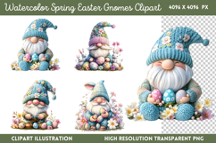 Watercolor Spring Easter Gnomes Clipart PNG Product Image 1
