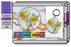 Aqua Tranquility: Round Sublimation Art Keychain PNG Product Image 1