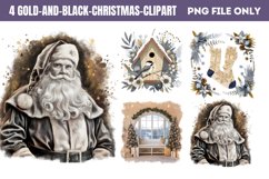 Gold and Black Christmas Clipart PNG Product Image 1
