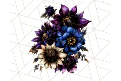 Gothic Floral PNG, Dark Aesthetic Flowers Clipart Print Product Image 5