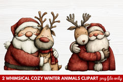 Whimsical Cozy Winter Animals Clipart | Cute Winter Wildlife Product Image 1