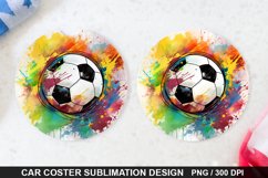 Soccer Ball Car Coaster - Coaster Sublimation Design Product Image 1