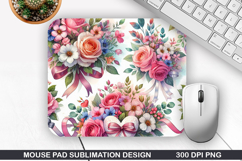 Rose Flower Mouse Pad, Valentine Mouse Pad PNG Design Product Image 1