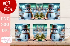 Christmas snowman mug sublimation wrap PNG 11oz 15oz Product Image 3