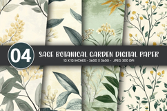 Sage Botanical Garden Digital Paper Product Image 1
