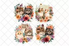 Cute Cats Watercolor cliparts |Cute cats illustrations Product Image 2