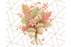 Fall Foliage Clipart PNG, Pink and Green Leaves Product Image 5
