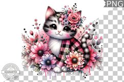 Cat With Flowers Sublimation - Clipart PNG Design Product Image 1