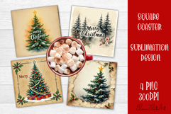 Christmas tree Sublimation Coaster Design Product Image 1